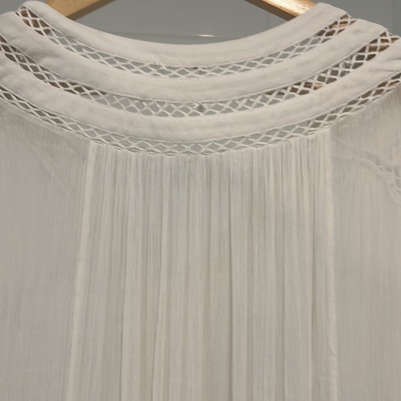 FREE PEOPLE Sheer White Long Sleeve V Neck Button Up Blouse - Picture 10 of 12